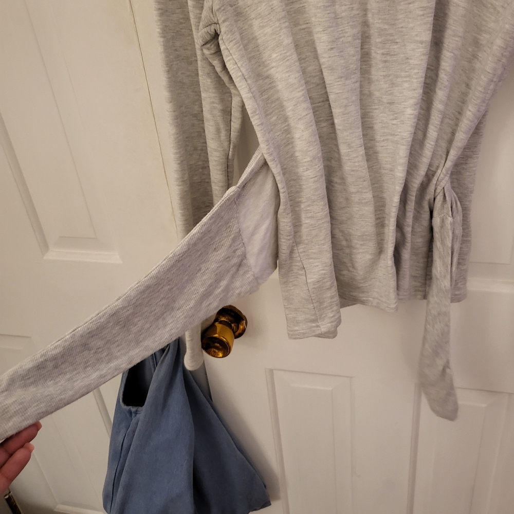 Athleta Grey Wrap Sweater - Picture 8 of 9